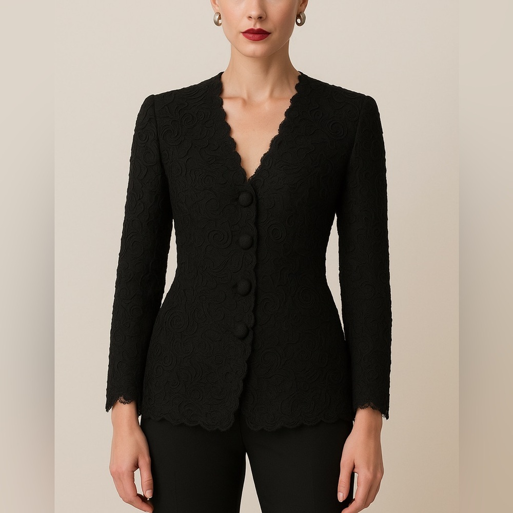 Oscar De La Renta Jacket Lace Appliqué VTG